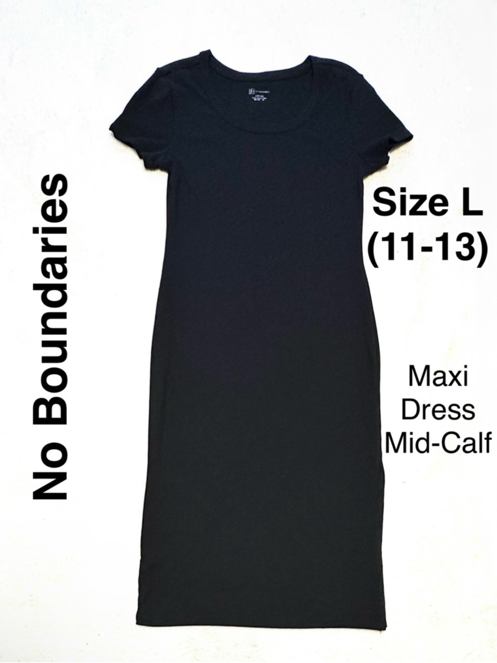 5/$15💥 Black Maxi T-Shirt Dress Mid-Calf Thin Knit